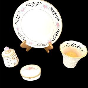 Lenox platter ,tea candle holder ,jewelry box